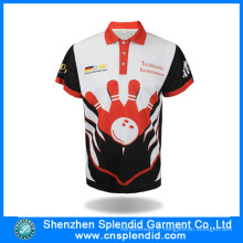 Polos personnalisés de sports de sublimation de logo pour le bowling